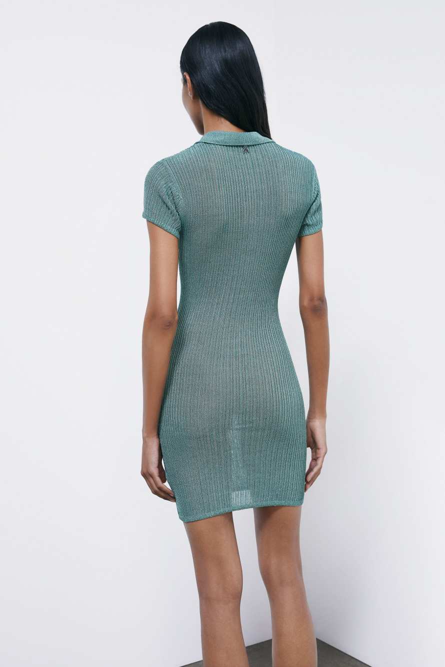 Vestido polo mini de punto, Verde