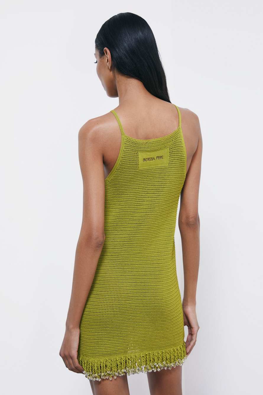 Mini mesh dress with beads, Green, Patrizia Pepe