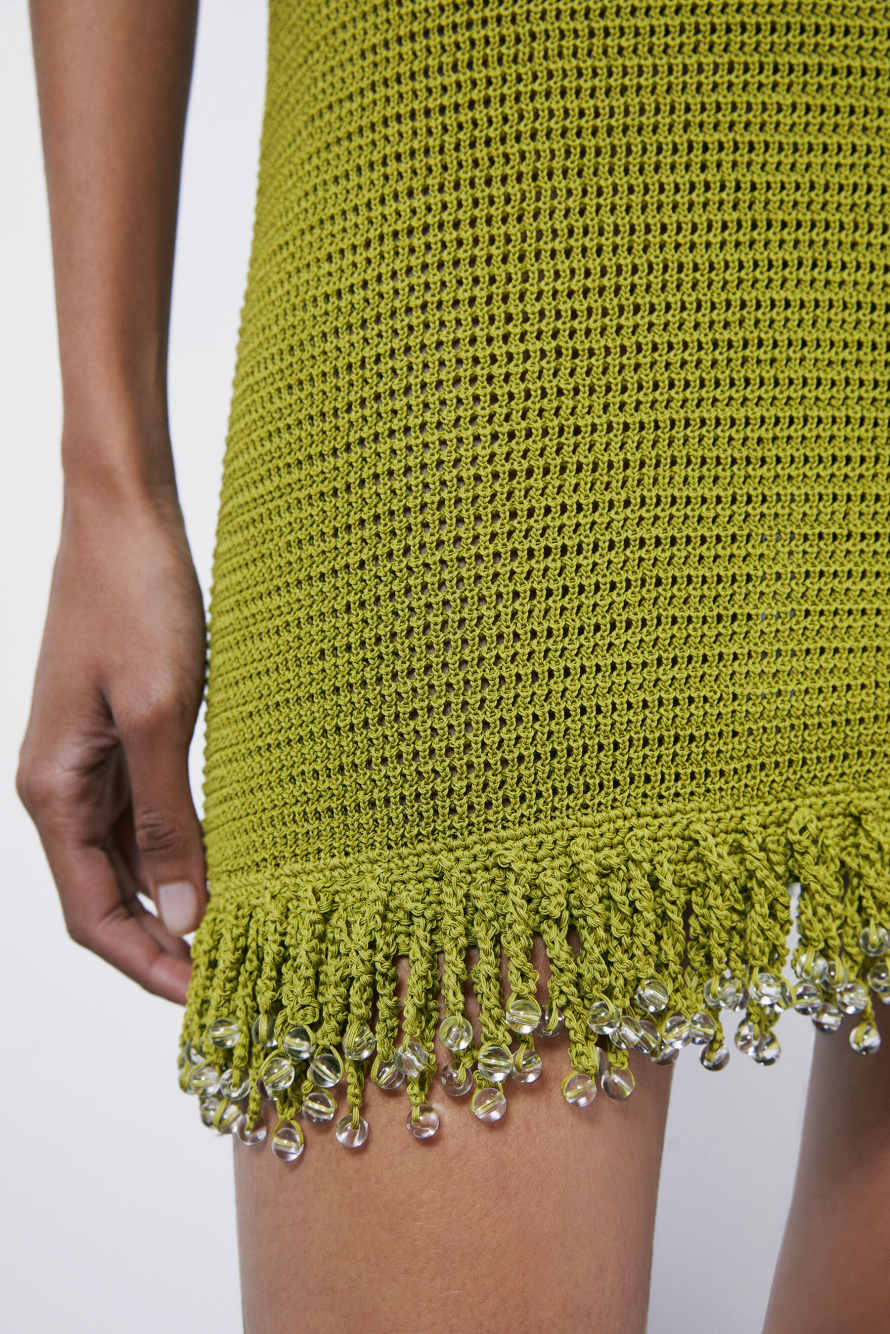 Mini mesh dress with beads, Green, Patrizia Pepe
