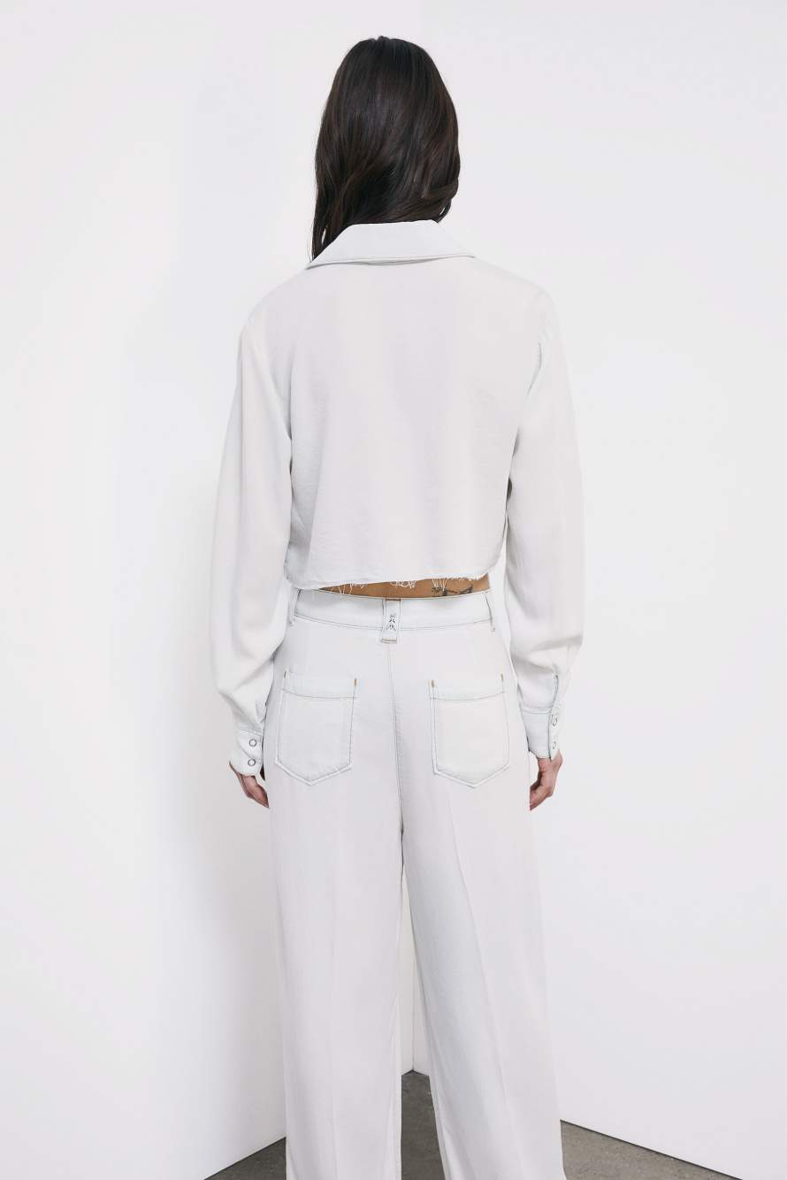 Cropped denim shirt, White, Patrizia Pepe