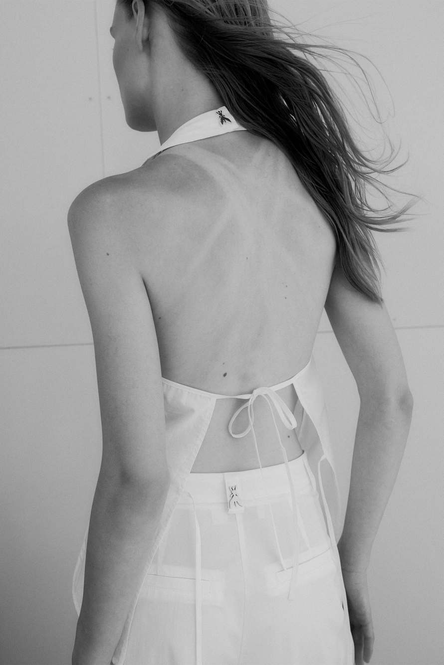 Popeline-Top mit Schn&uuml;rung am R&uuml;cken, Wei&szlig;, Patrizia Pepe