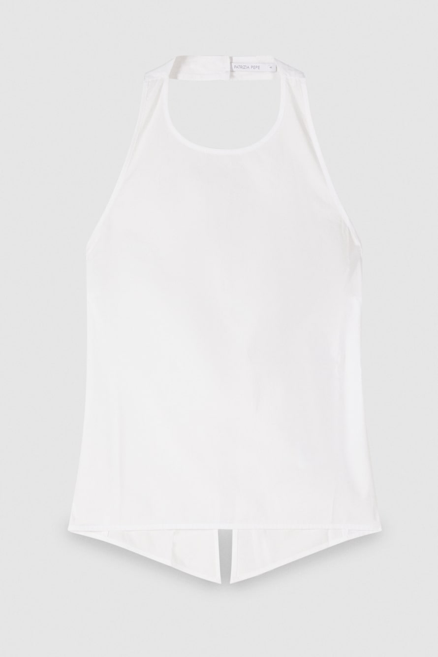 Popeline-Top mit Schn&uuml;rung am R&uuml;cken, Wei&szlig;, Patrizia Pepe