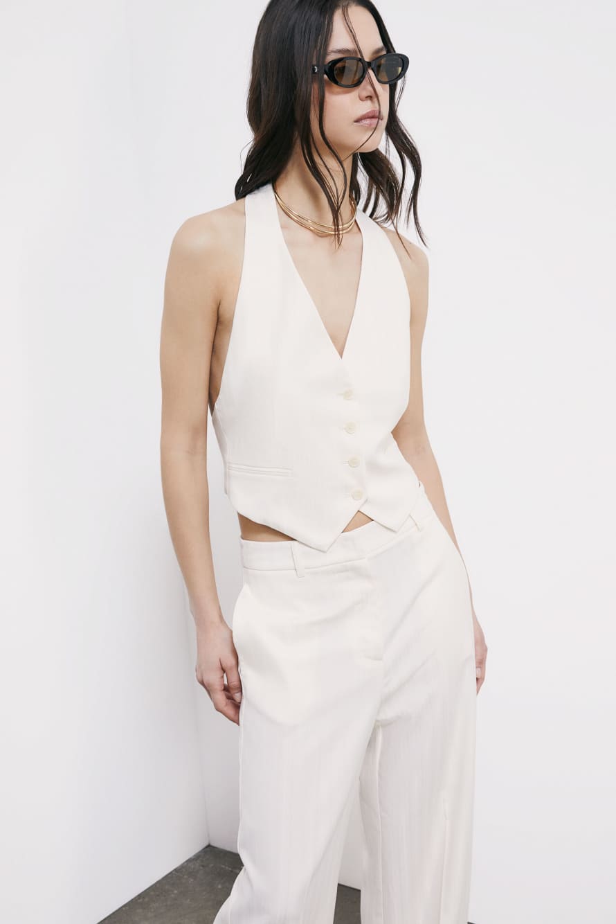 Tailored halter vest, White, Patrizia Pepe