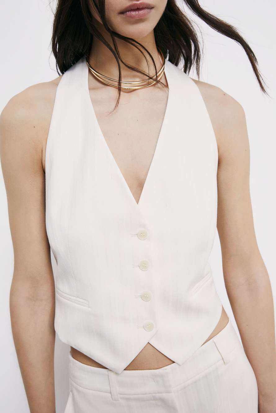Tailored halter vest, White, Patrizia Pepe