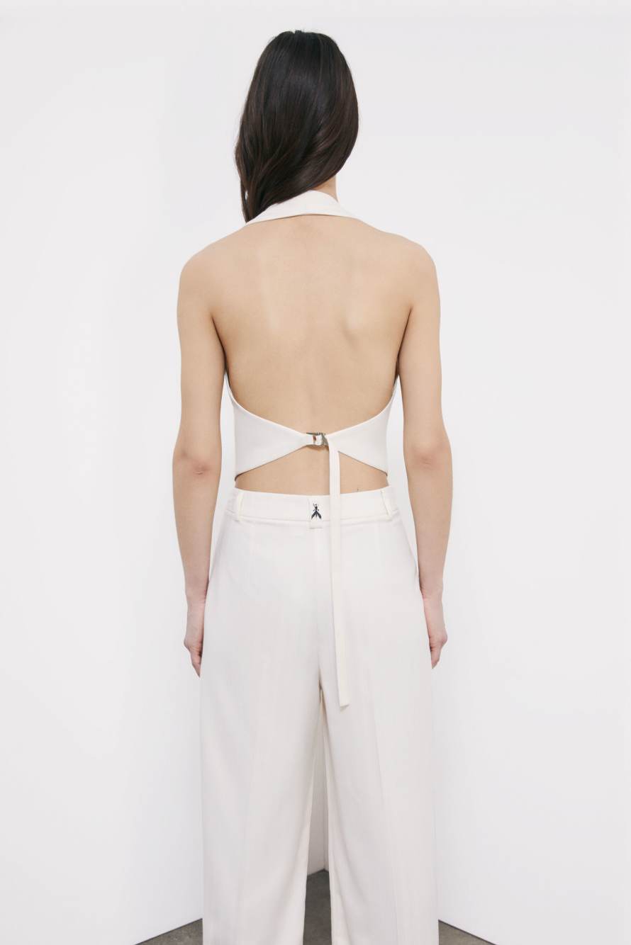 Tailored halter vest, White, Patrizia Pepe