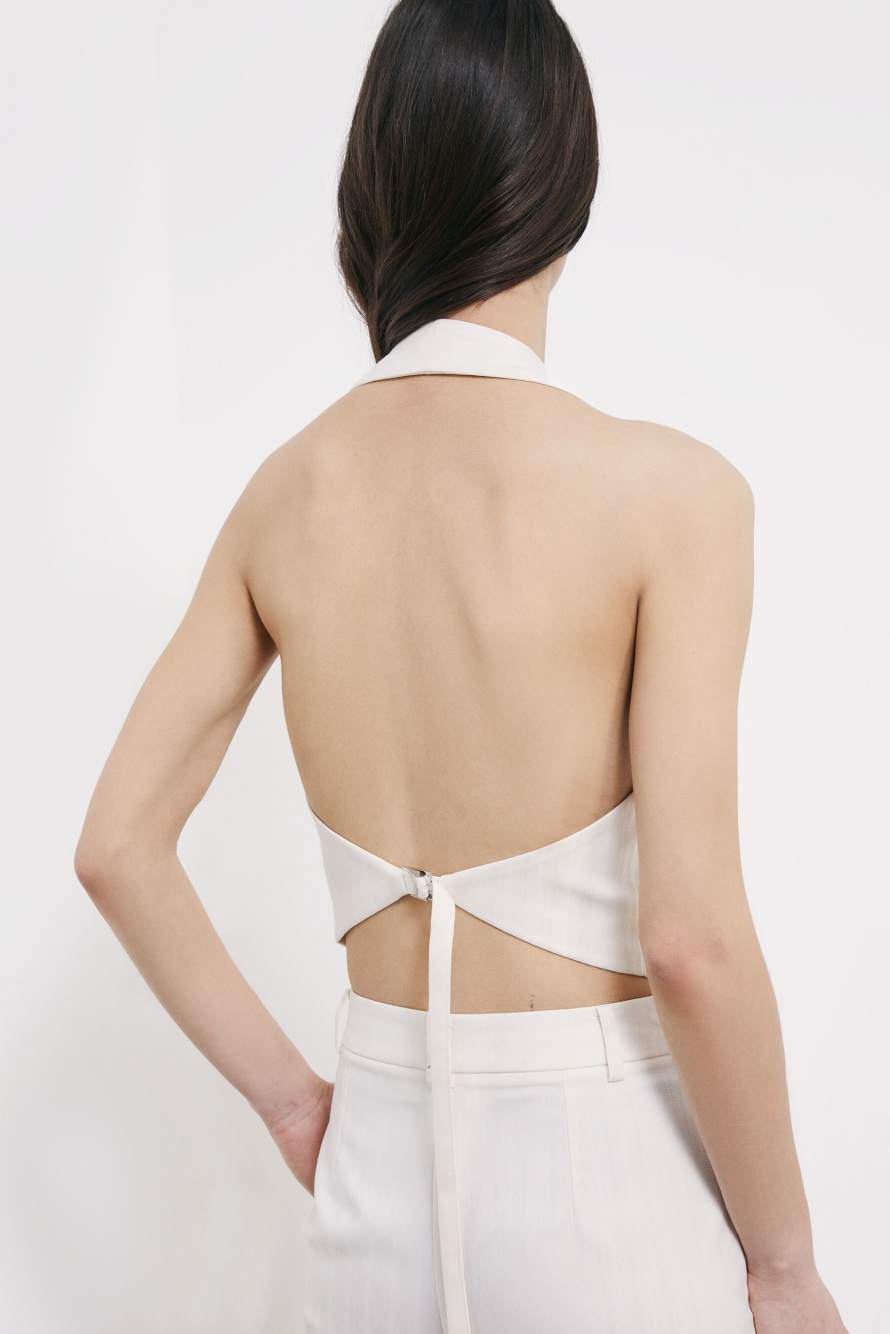 Tailored halter vest, White, Patrizia Pepe