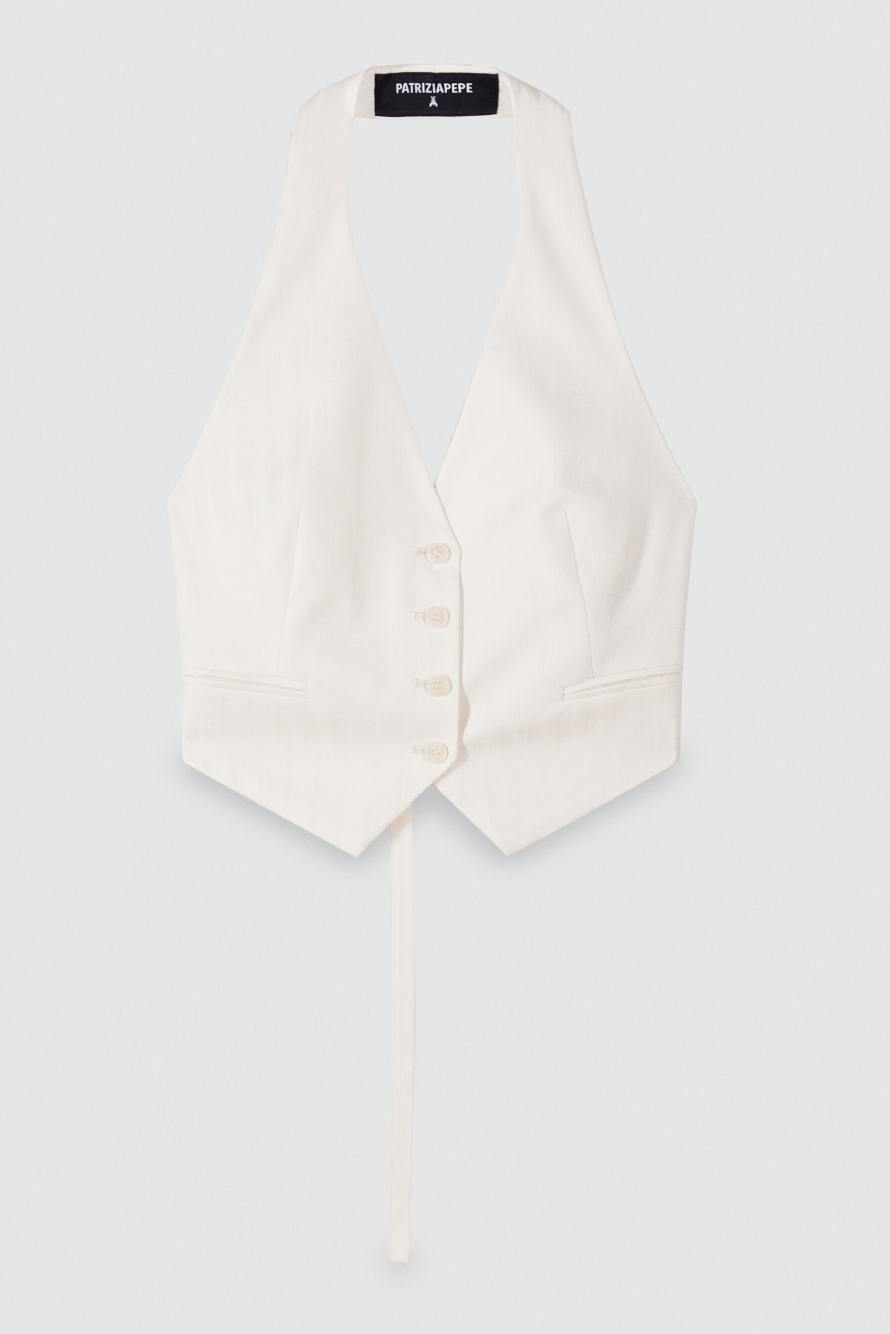 Tailored halter vest, White, Patrizia Pepe
