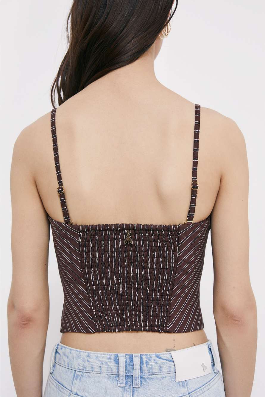 Stretch poplin bustier top, Stripes, Patrizia Pepe