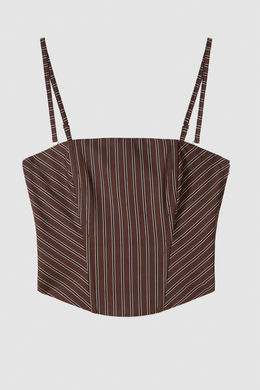 Stretch poplin bustier top, Stripes, Patrizia Pepe