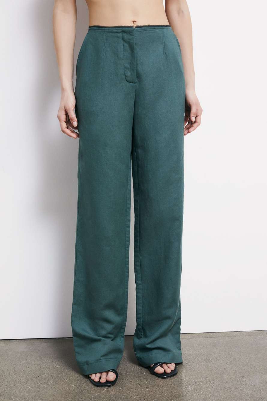 Low-waist tailored linen trousers, Green, Patrizia Pepe
