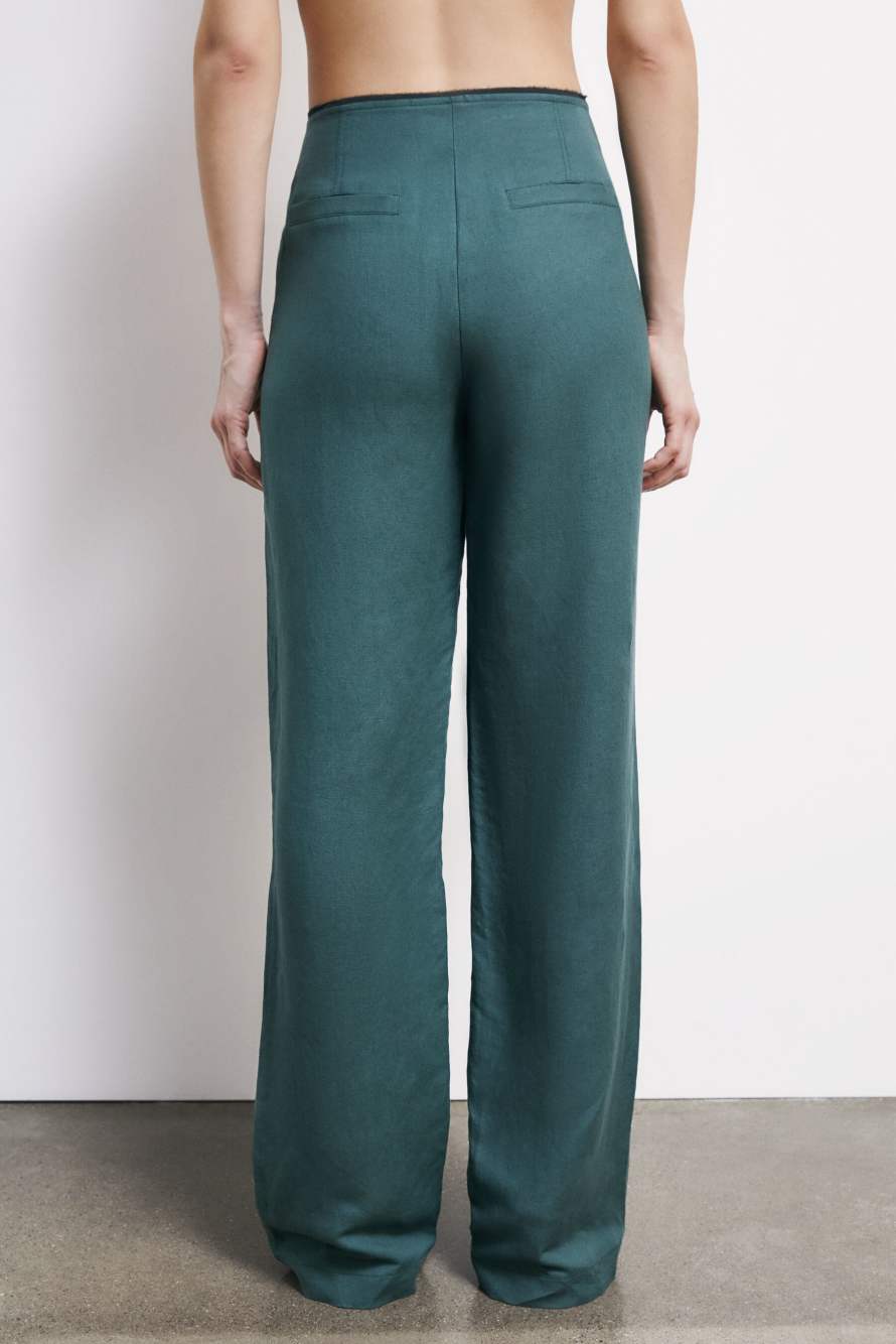 Low-waist tailored linen trousers, Green, Patrizia Pepe