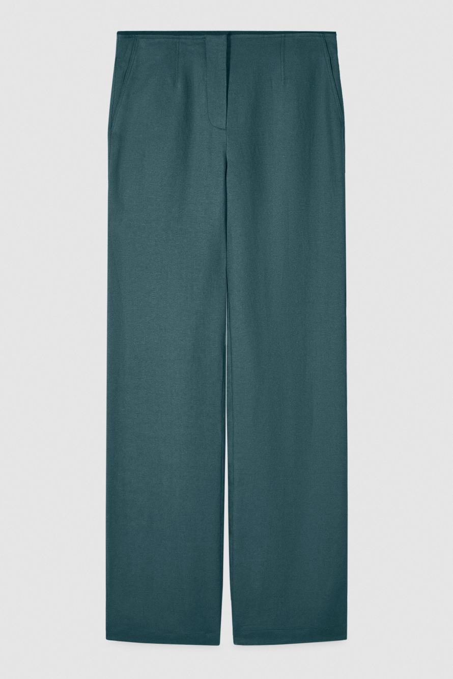 Low-waist tailored linen trousers, Green, Patrizia Pepe