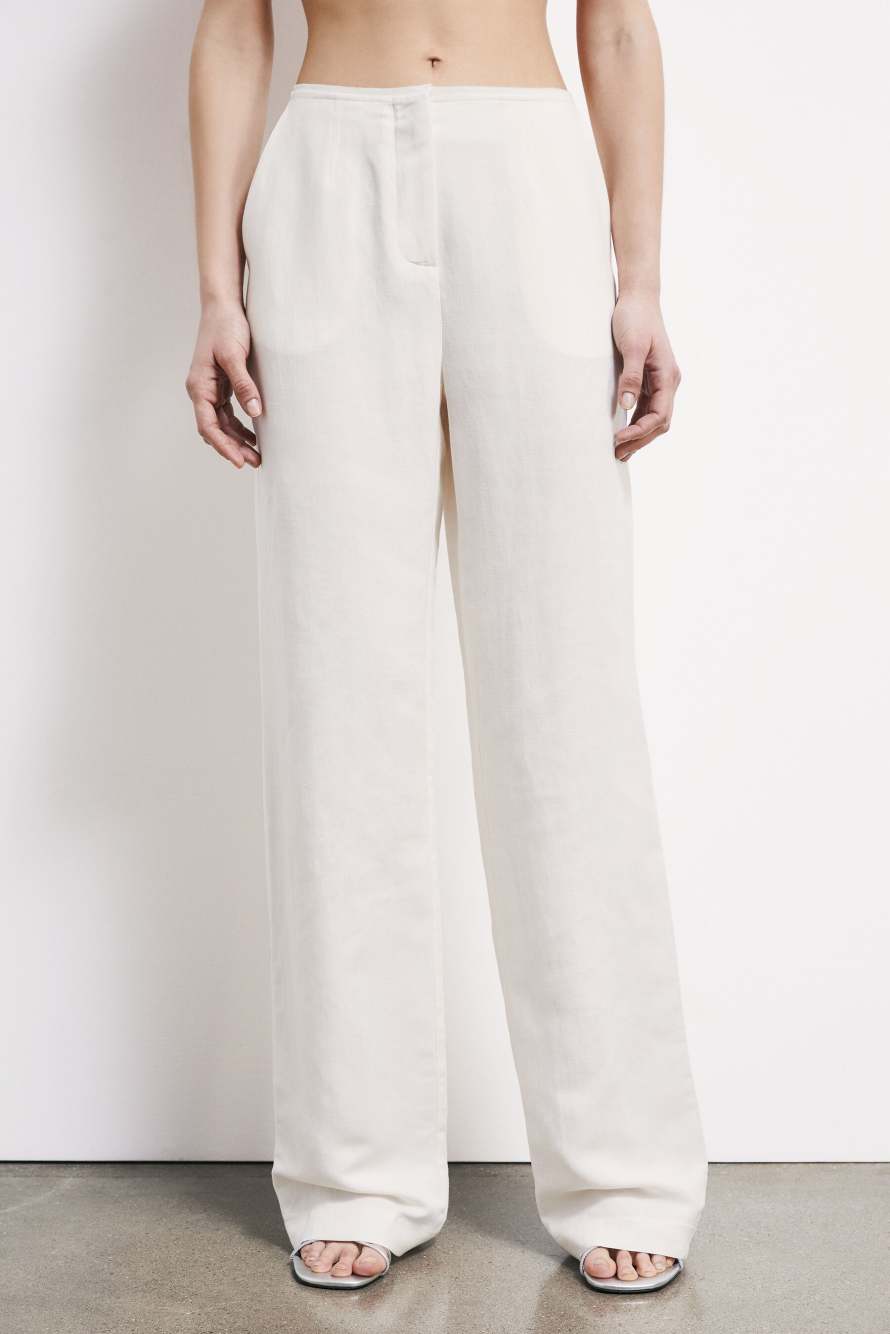 Low-waist tailored linen trousers, White, Patrizia Pepe