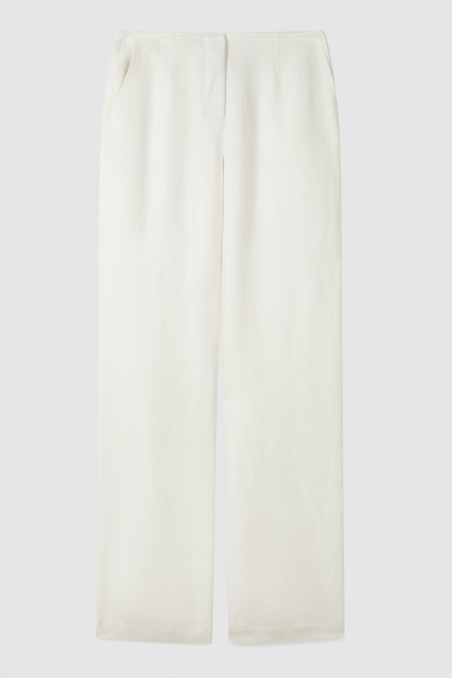 Low-waist tailored linen trousers, White, Patrizia Pepe