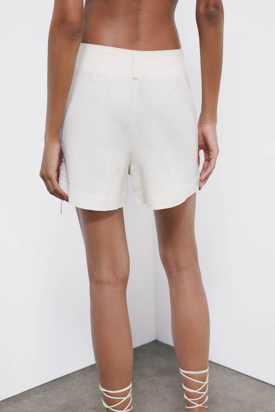 Tailored linen shorts, White, Patrizia Pepe