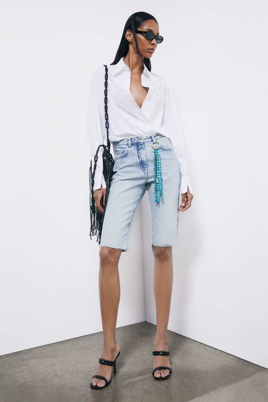 Bermuda en denim, Bleu Ciel, Patrizia Pepe