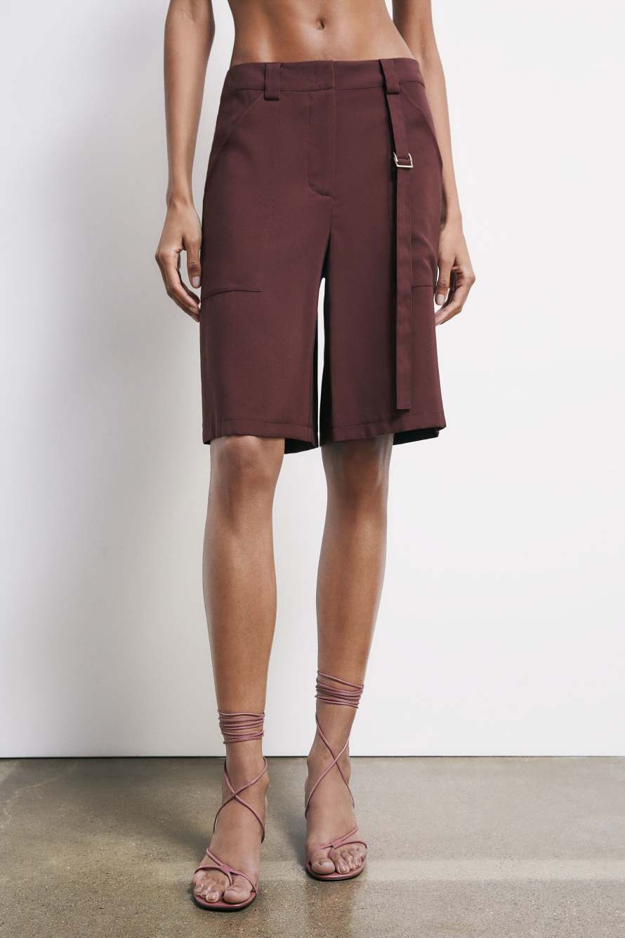 Bermuda en Tencel, Marron, Patrizia Pepe