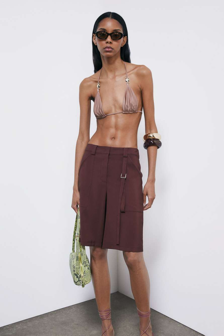 Bermuda en Tencel, Marron, Patrizia Pepe