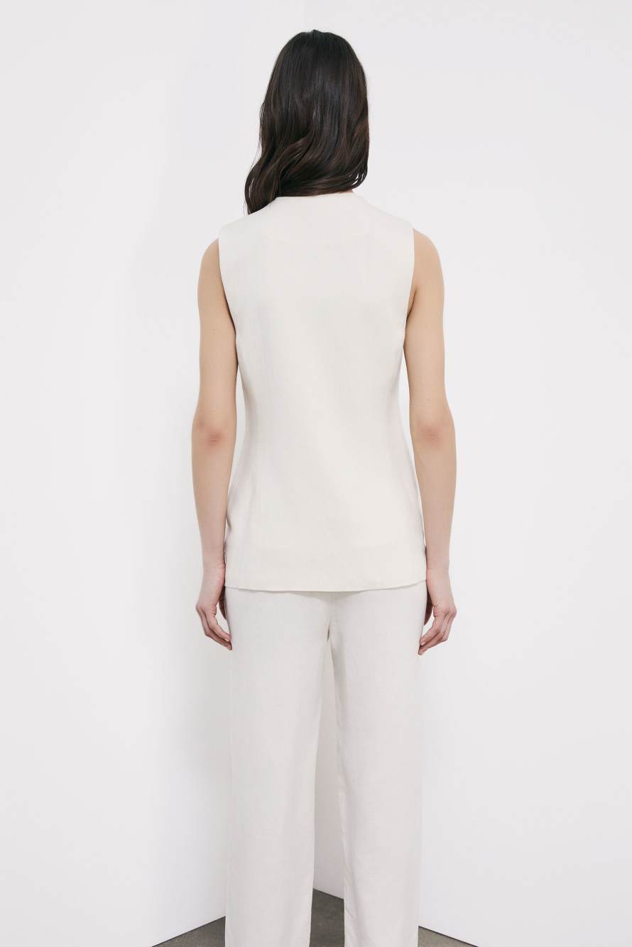 Long tailored vest with ties, White, Patrizia Pepe