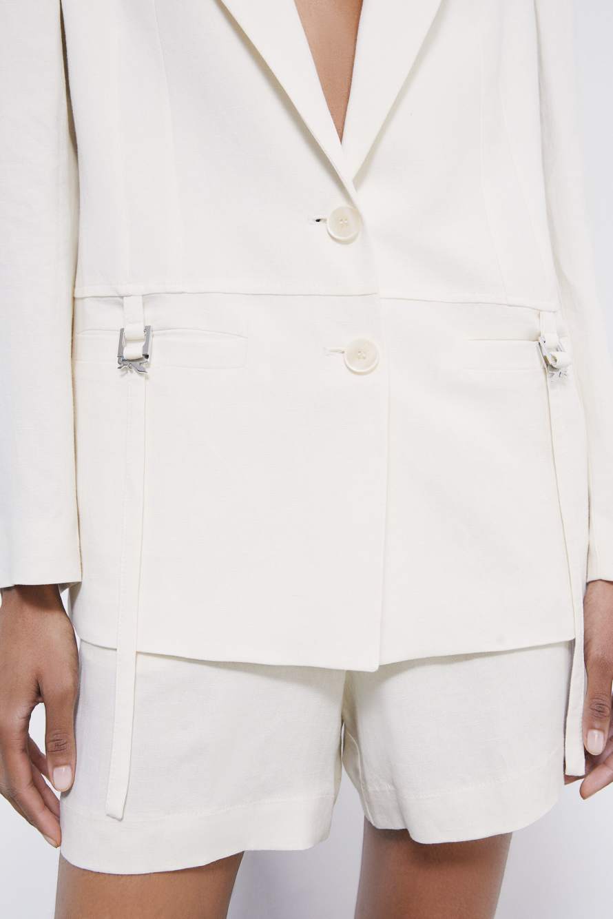 Tailored blazer with ties, White, Patrizia Pepe