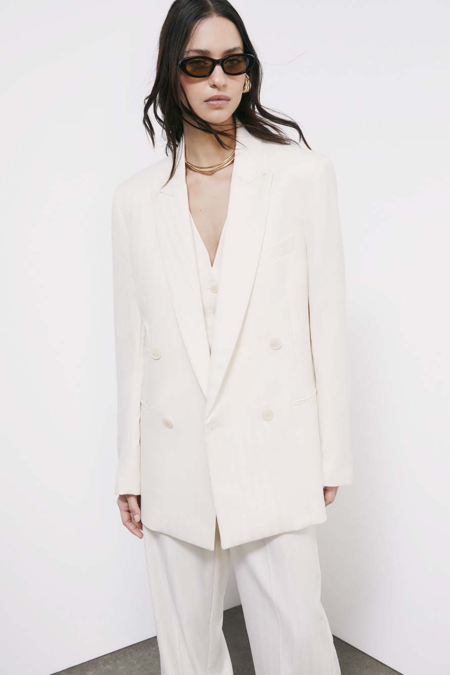 Structured double-breasted blazer, White, Patrizia Pepe