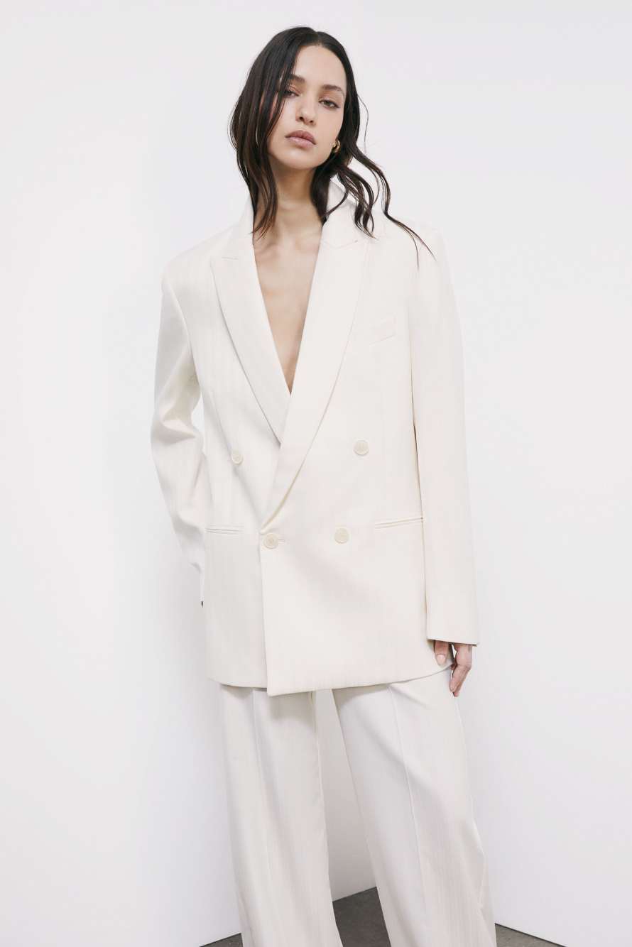Structured double-breasted blazer, White, Patrizia Pepe