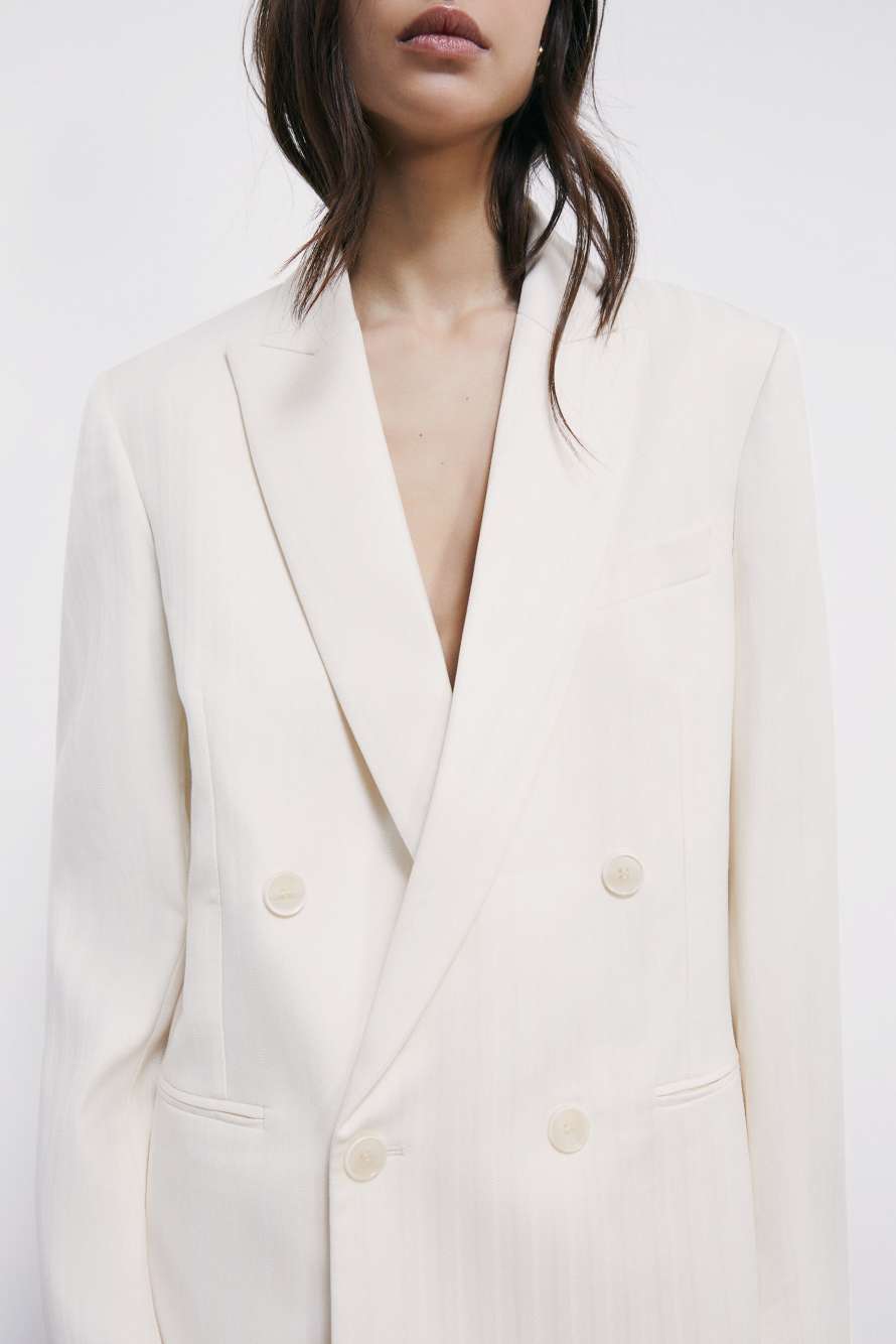 Structured double-breasted blazer, White, Patrizia Pepe