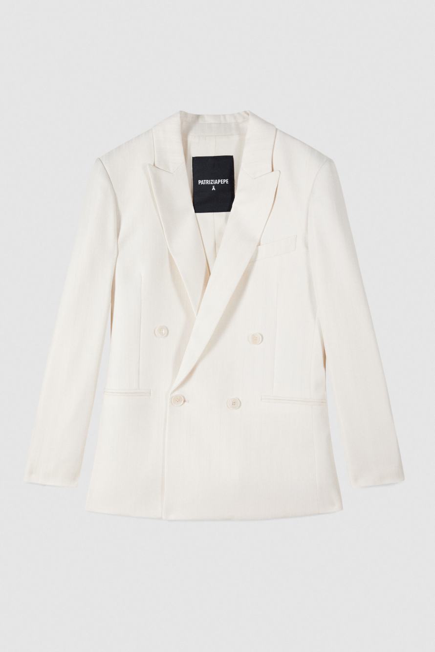Structured double-breasted blazer, White, Patrizia Pepe