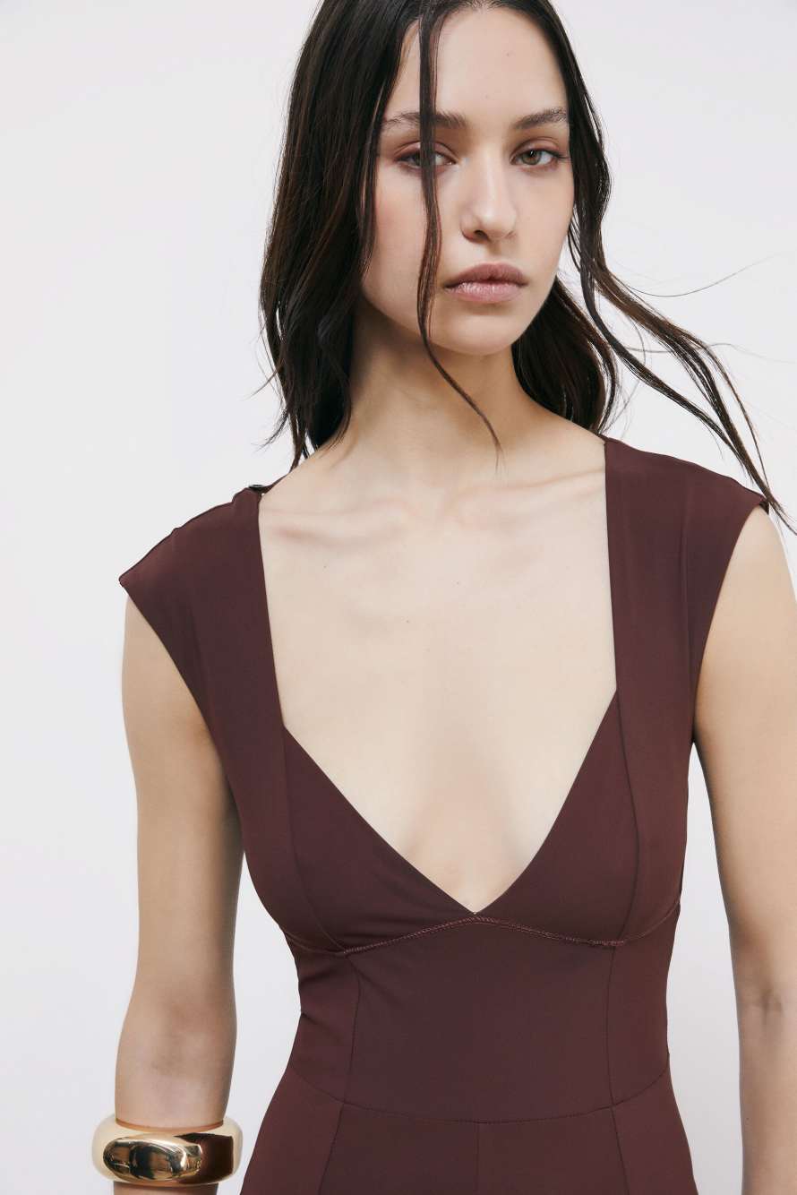 Mono slim de jersey, Marr&oacute;n