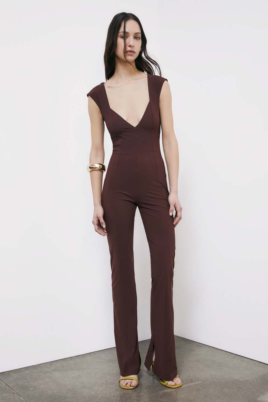 Mono slim de jersey, Marr&oacute;n