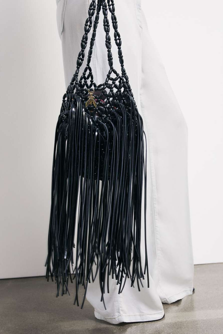 Radical Summer Bag with fringes, Black, Patrizia Pepe