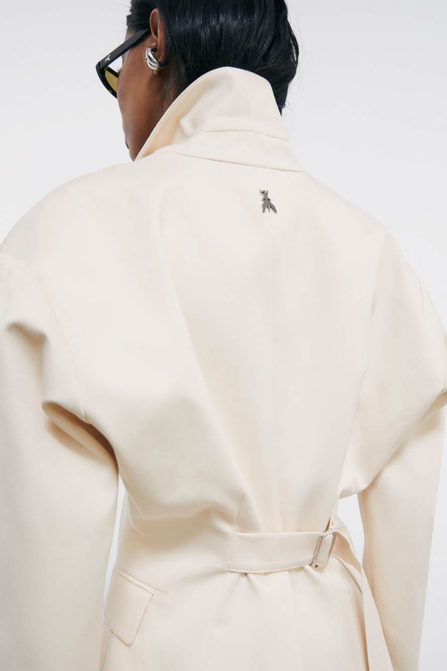 Slim blazer with belt, White, Patrizia Pepe