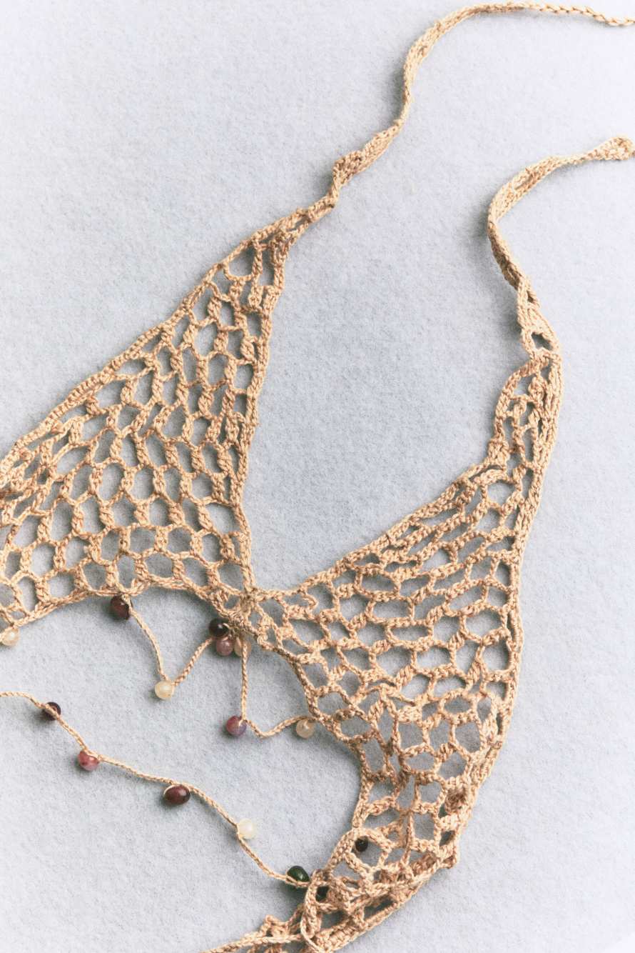 Top in crochet in cotone, Beige, Patrizia Pepe