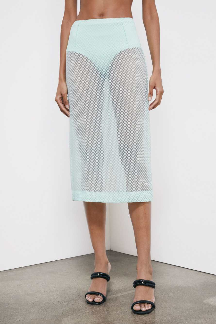 D&eacute;vor&eacute; organza midi skirt, Mint, Patrizia Pepe