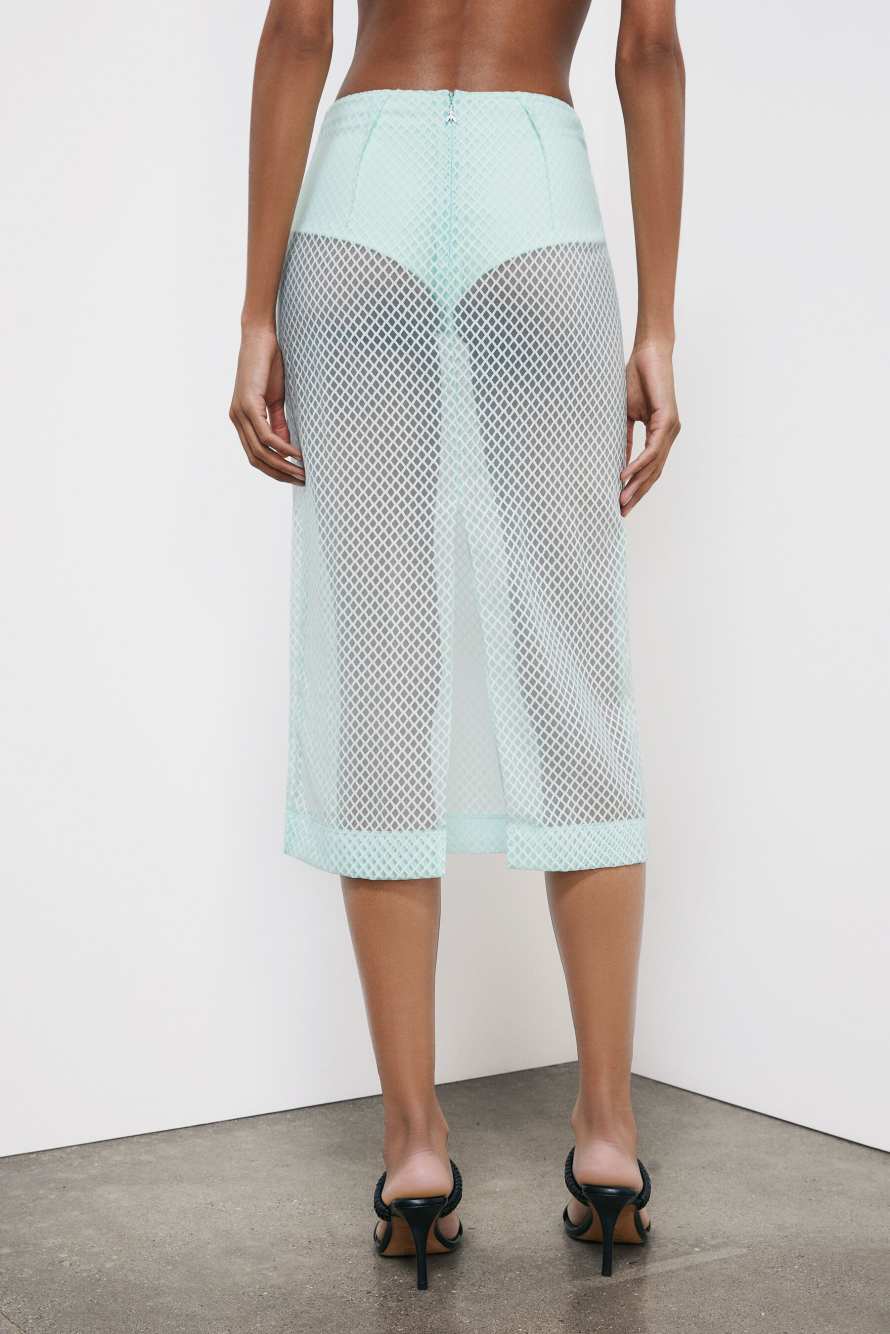 D&eacute;vor&eacute; organza midi skirt, Mint, Patrizia Pepe
