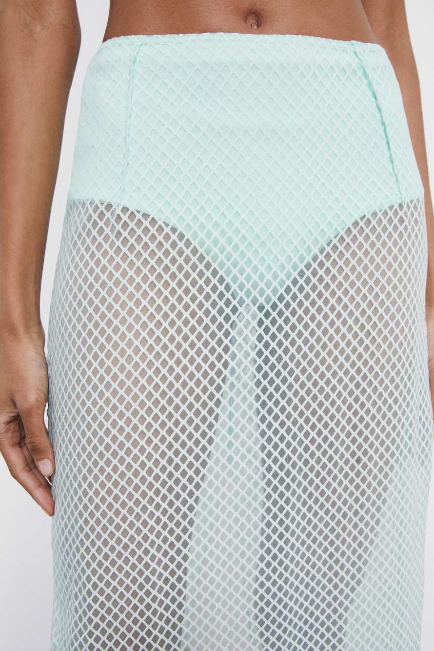 D&eacute;vor&eacute; organza midi skirt, Mint, Patrizia Pepe