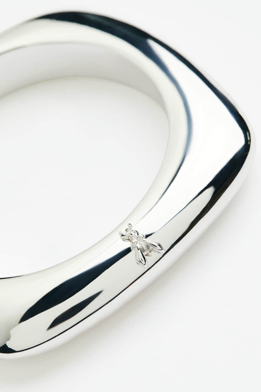 Petit bracelet rigide en m&eacute;tal, Argent, Patrizia Pepe