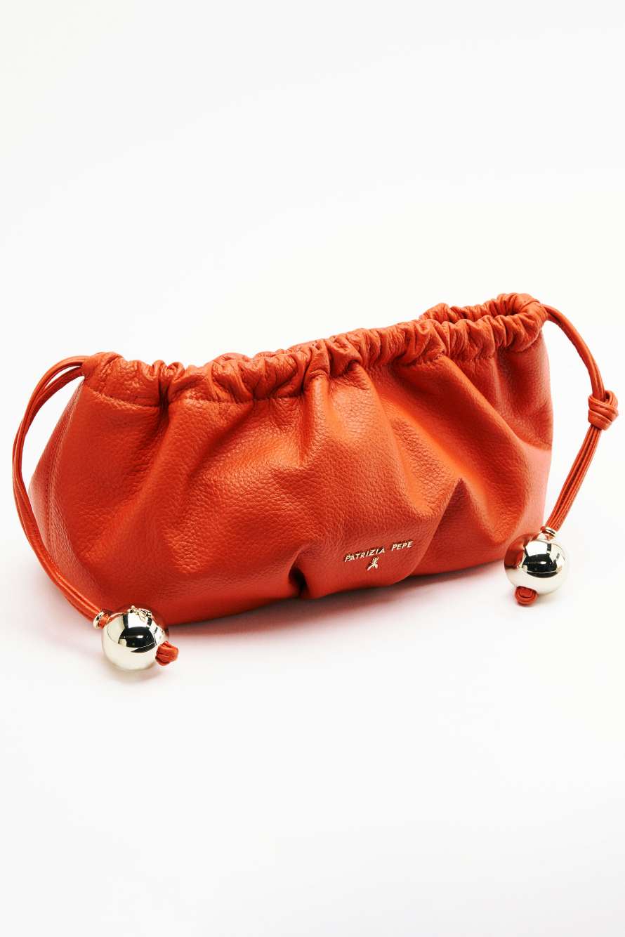 Leder-Clutch "Bubble" Small, Orange, Patrizia Pepe