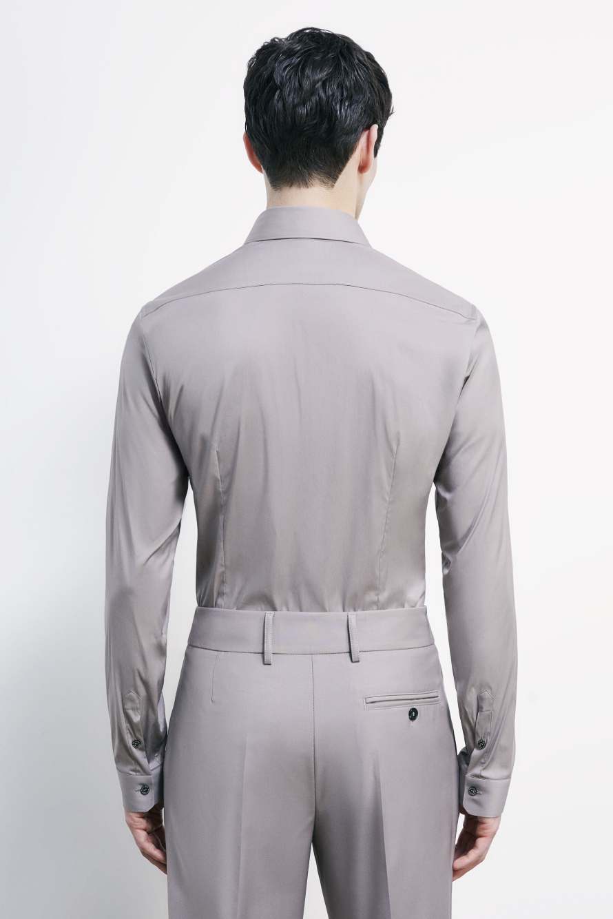 Camisa de corte ajustado "ESSENTIAL" de popel&iacute;n, Gris