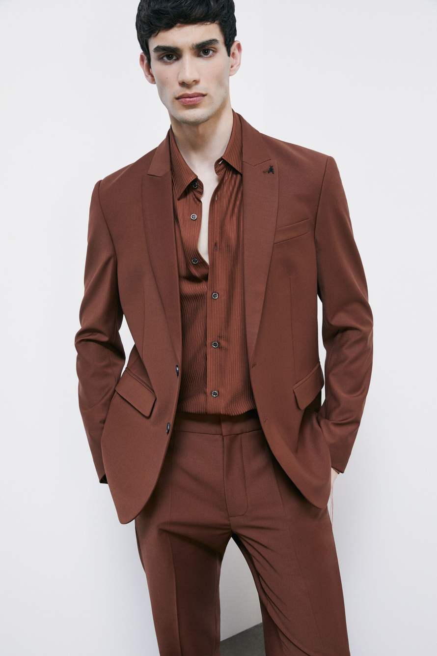 Viscose twill jacquard shirt, Brown, Patrizia Pepe