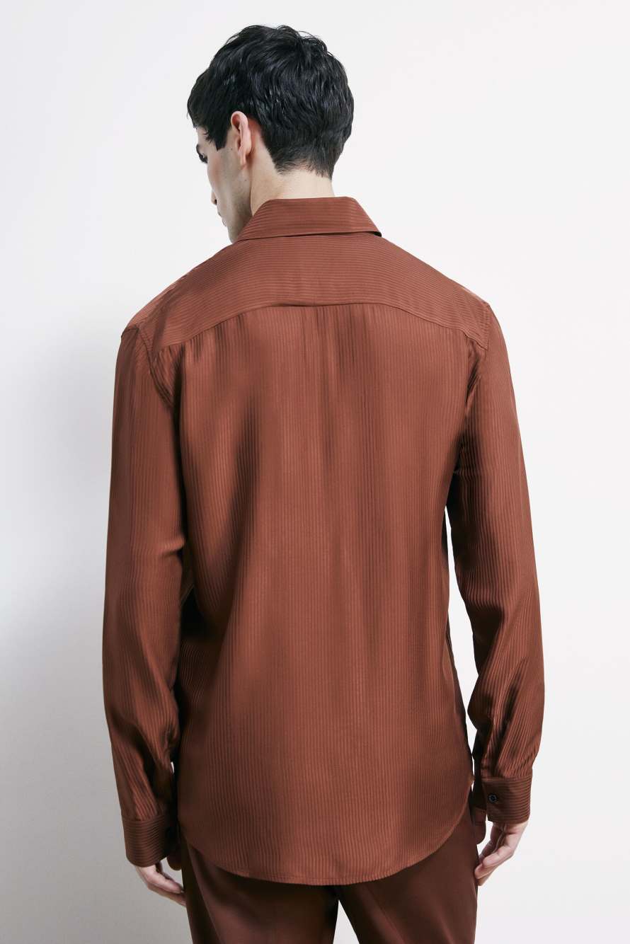 Viscose twill jacquard shirt, Brown, Patrizia Pepe