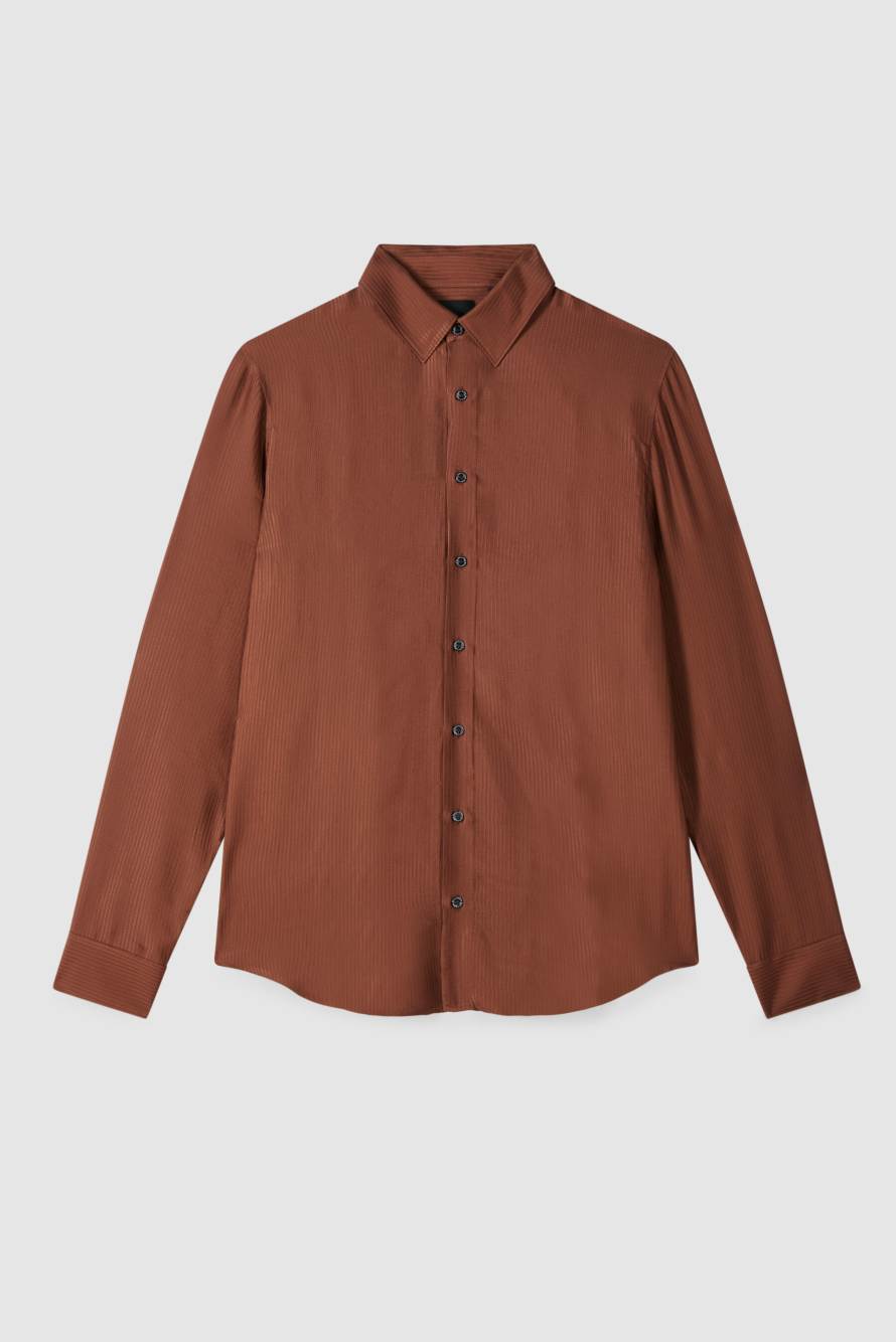 Viscose twill jacquard shirt, Brown, Patrizia Pepe