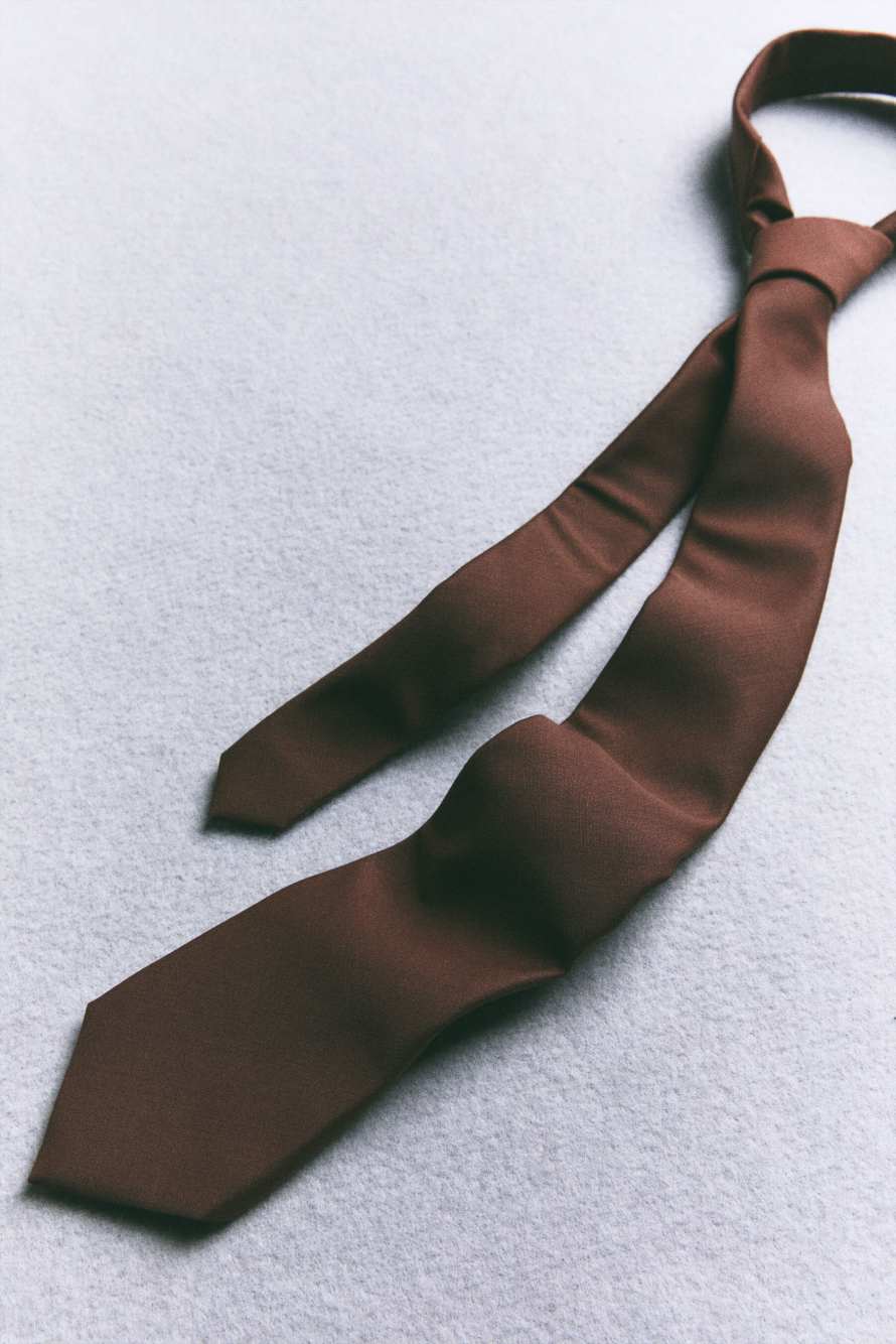 Cravate en m&eacute;lange de laine stretch, Marron, Patrizia Pepe