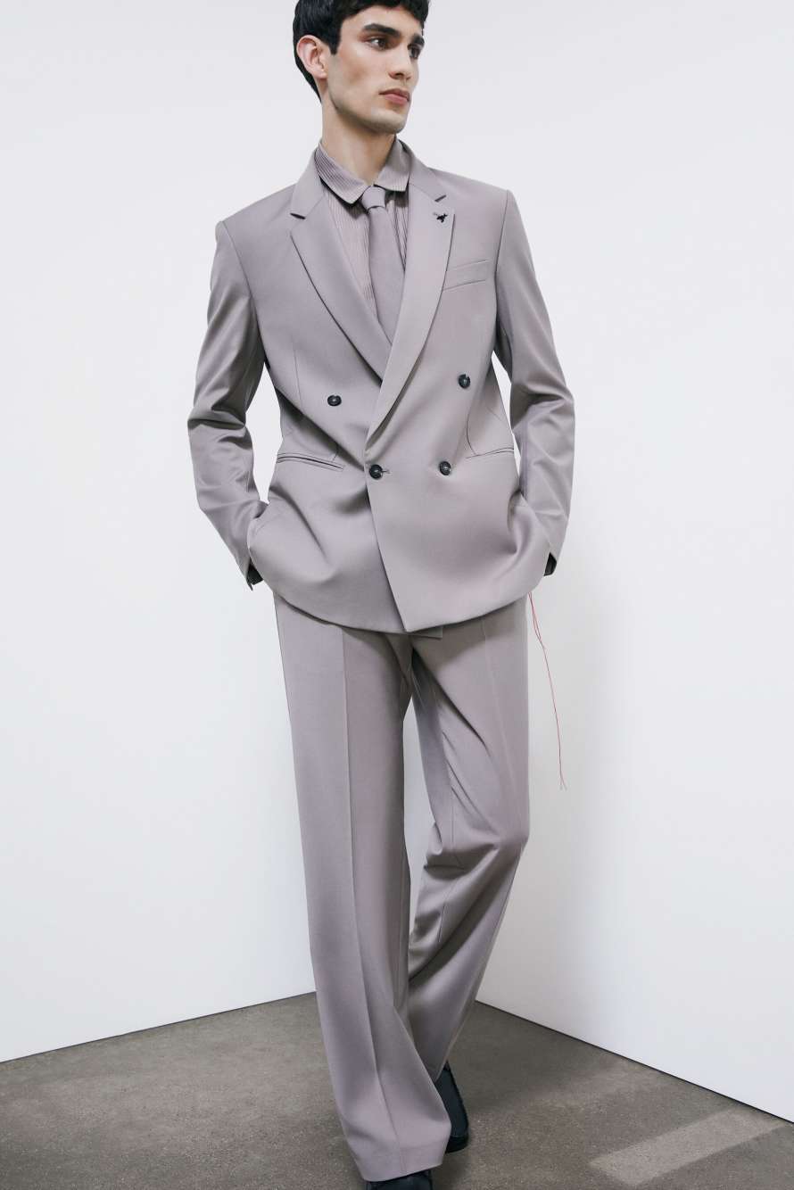 Corbata en mezcla de lana stretch, Gris