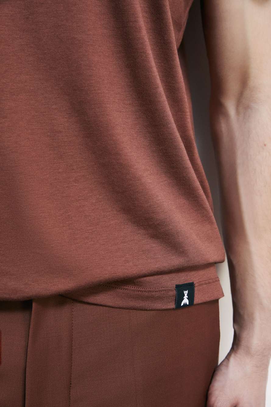 Slim-fit cotton T-shirt, Brown, Patrizia Pepe