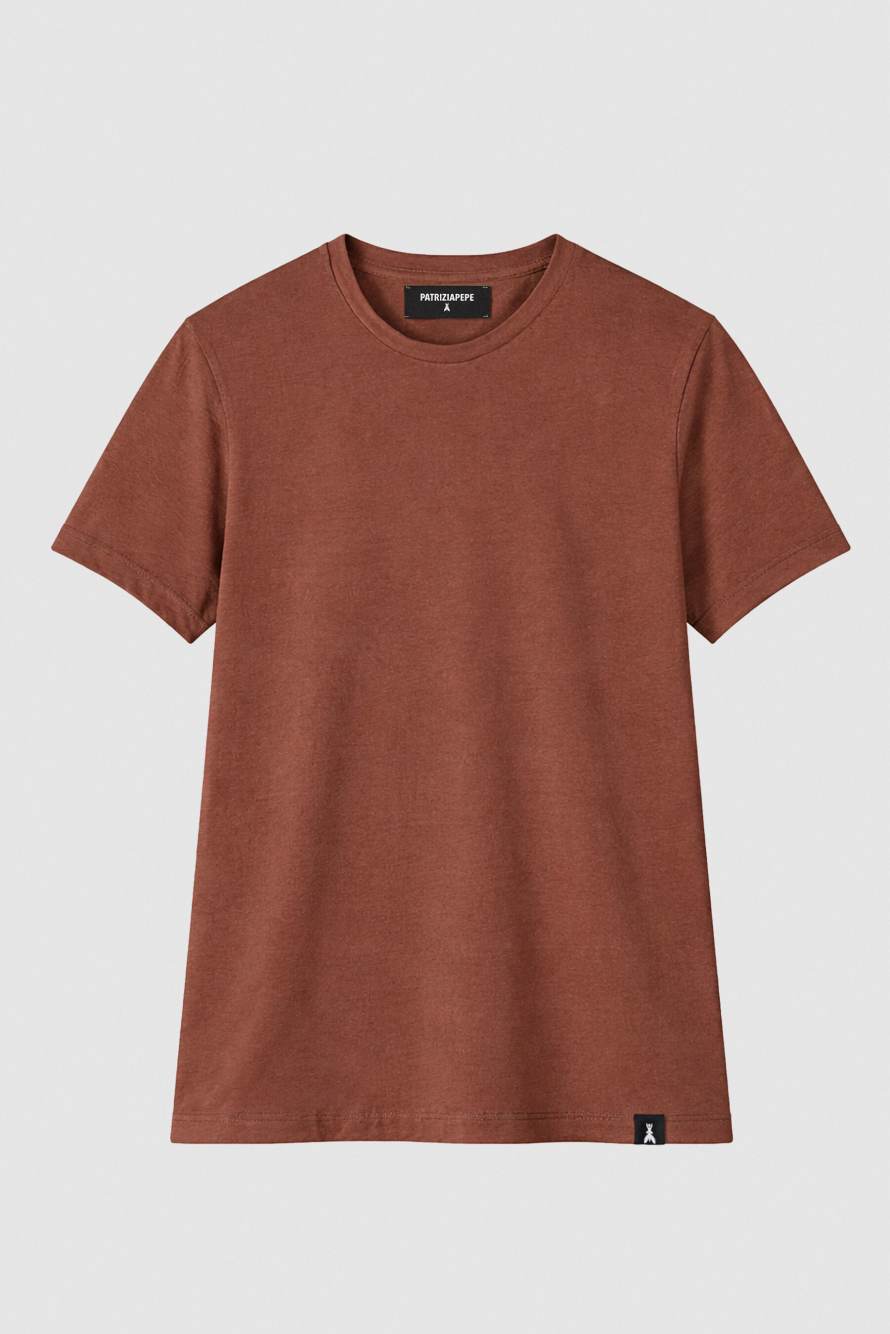 Slim-fit cotton T-shirt, Brown, Patrizia Pepe