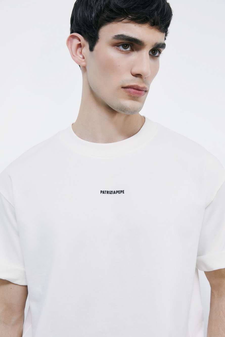 Oversized cotton t-shirt, White, Patrizia Pepe