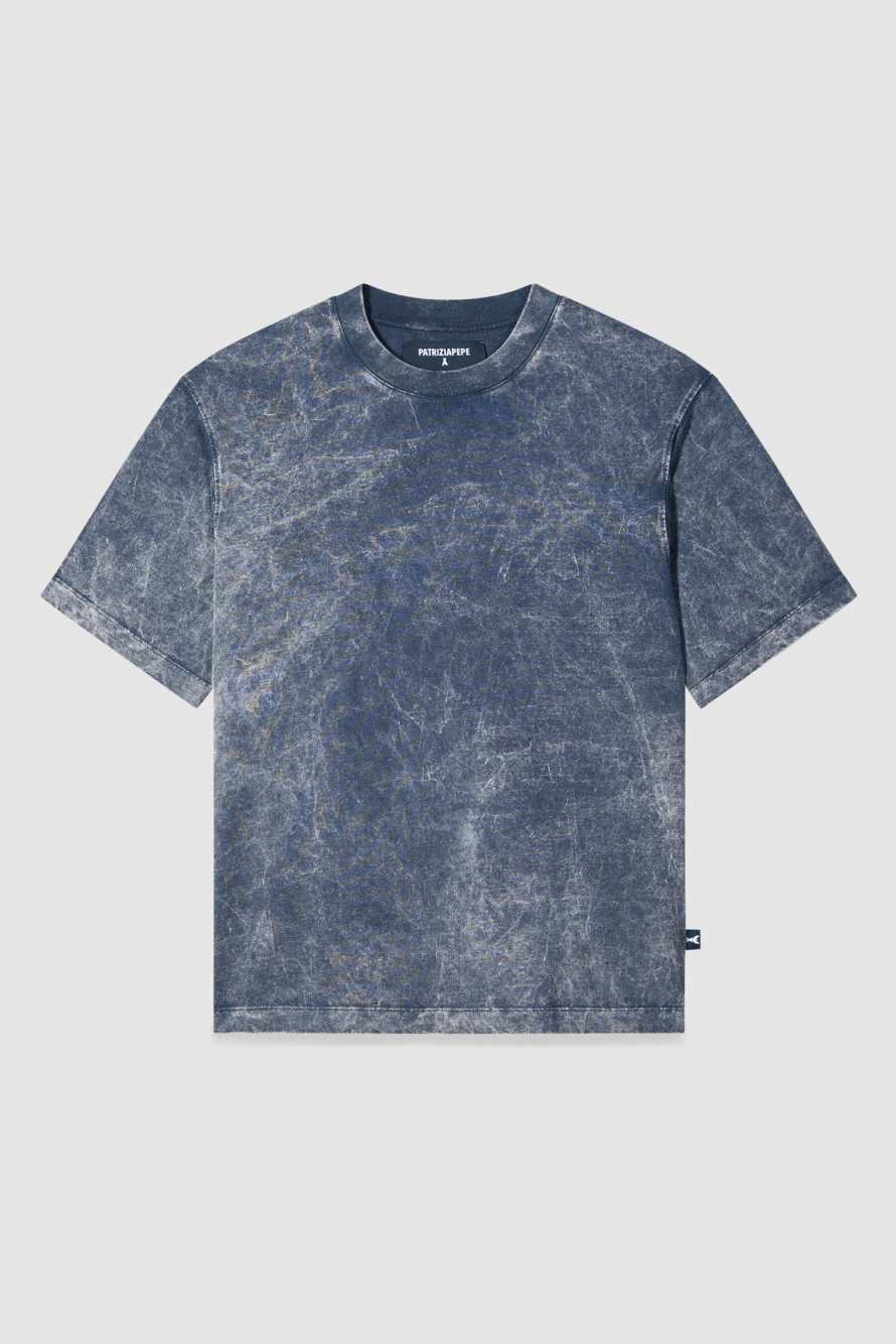 Camiseta fluida en jersey m&eacute;lange con estampado, Gris