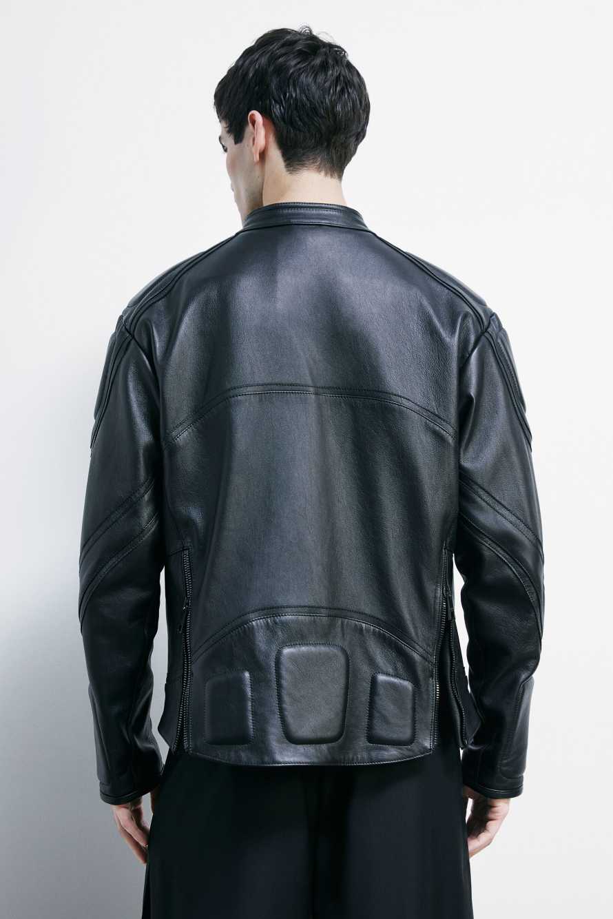 Veste biker en cuir, Noir, Patrizia Pepe