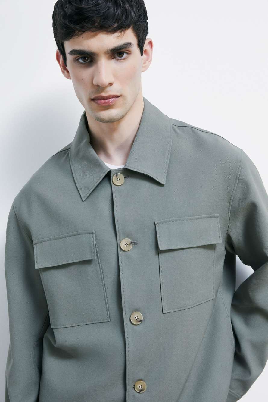 Overshirt en tissu fluide, Vert, Patrizia Pepe